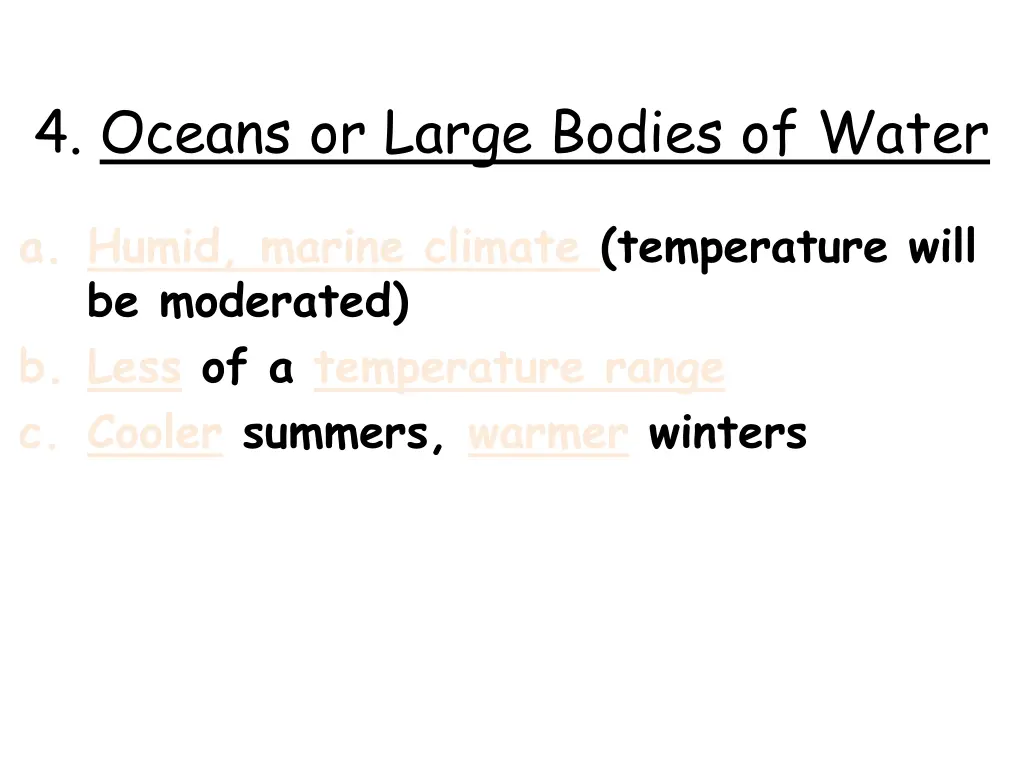 4 oceans or large bodies of water
