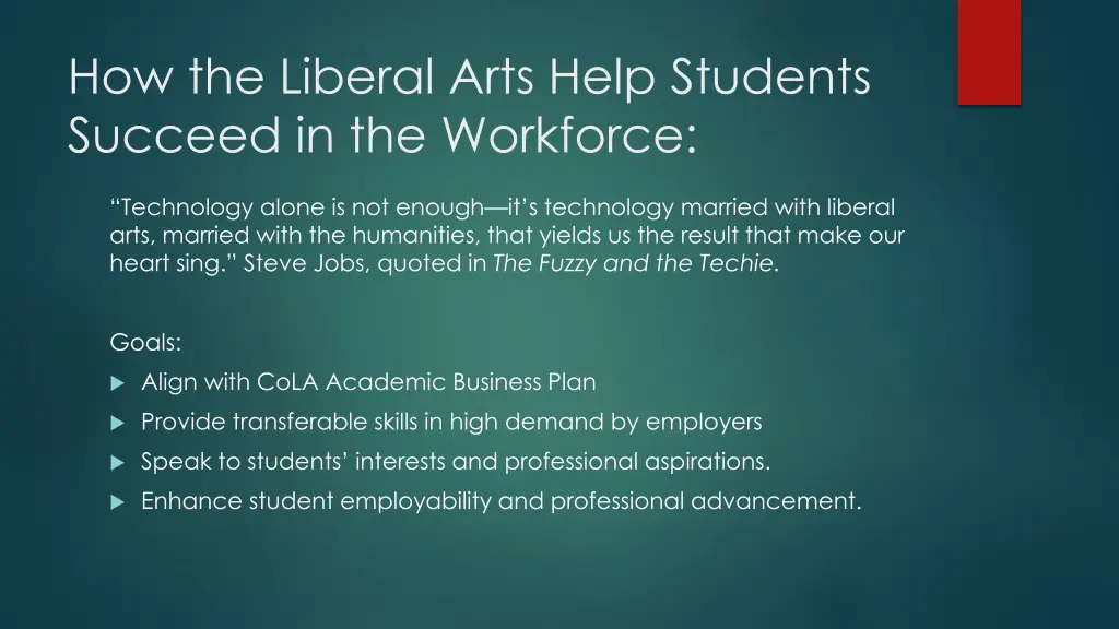 how the liberal arts help students succeed