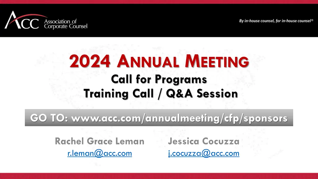 2024 a nnual m eeting call for programs training