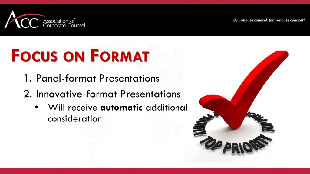 f ocus on f ormat 1 panel format presentations