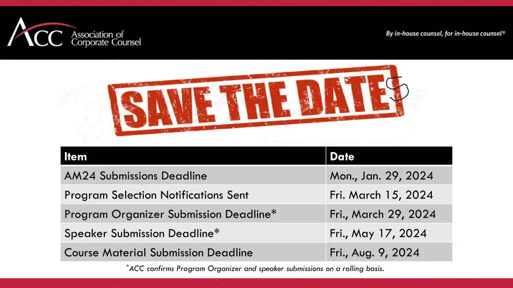 item am24 submissions deadline program selection