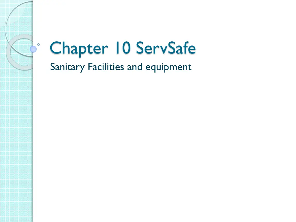 chapter 10 servsafe sanitary facilities