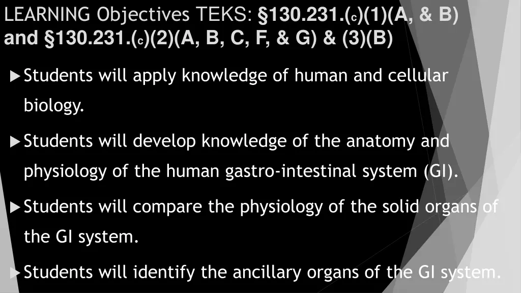 learning objectives teks