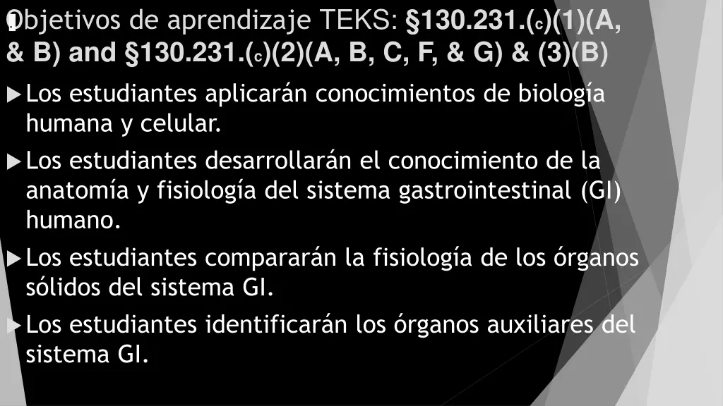 objetivos de aprendizaje teks