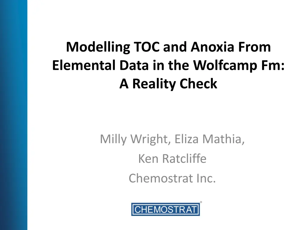 modelling toc and anoxia from elemental data