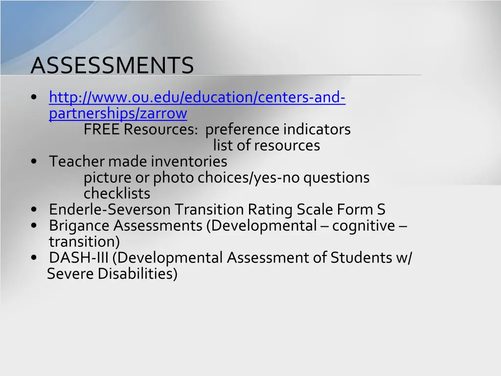 assessments