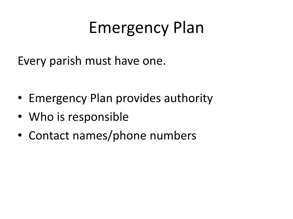 emergency plan