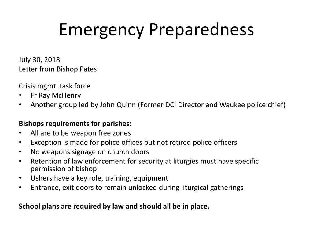 emergency preparedness