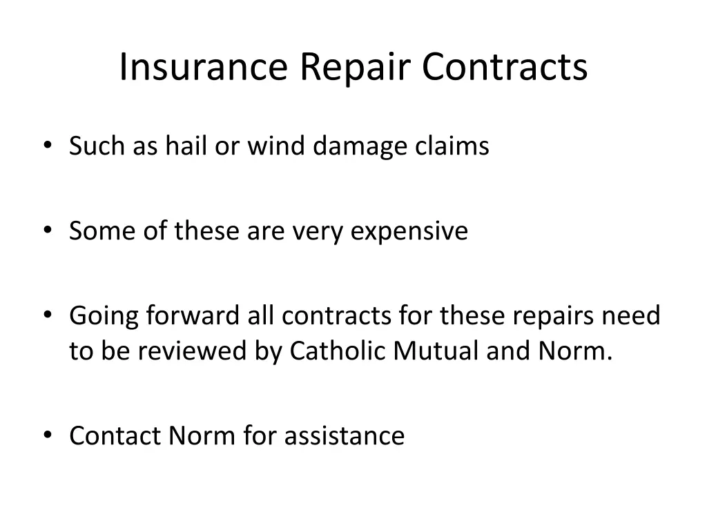 insurance repair contracts