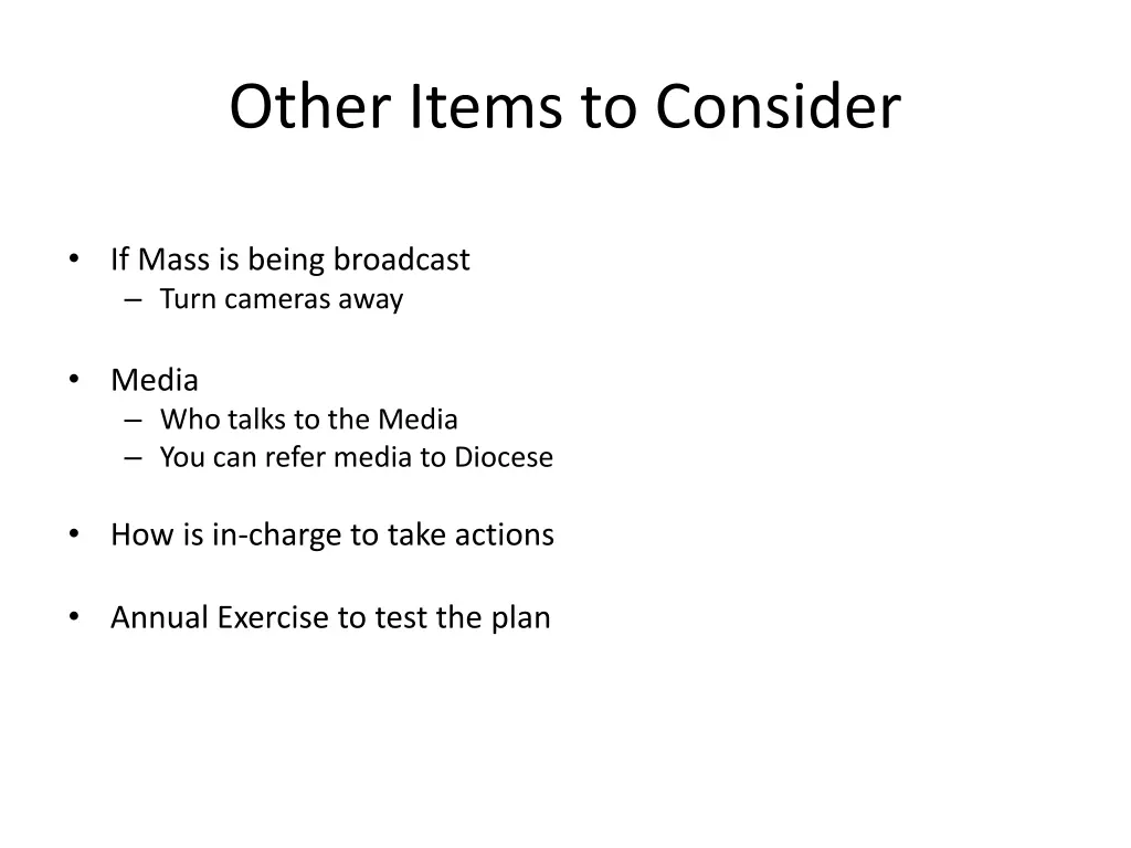 other items to consider