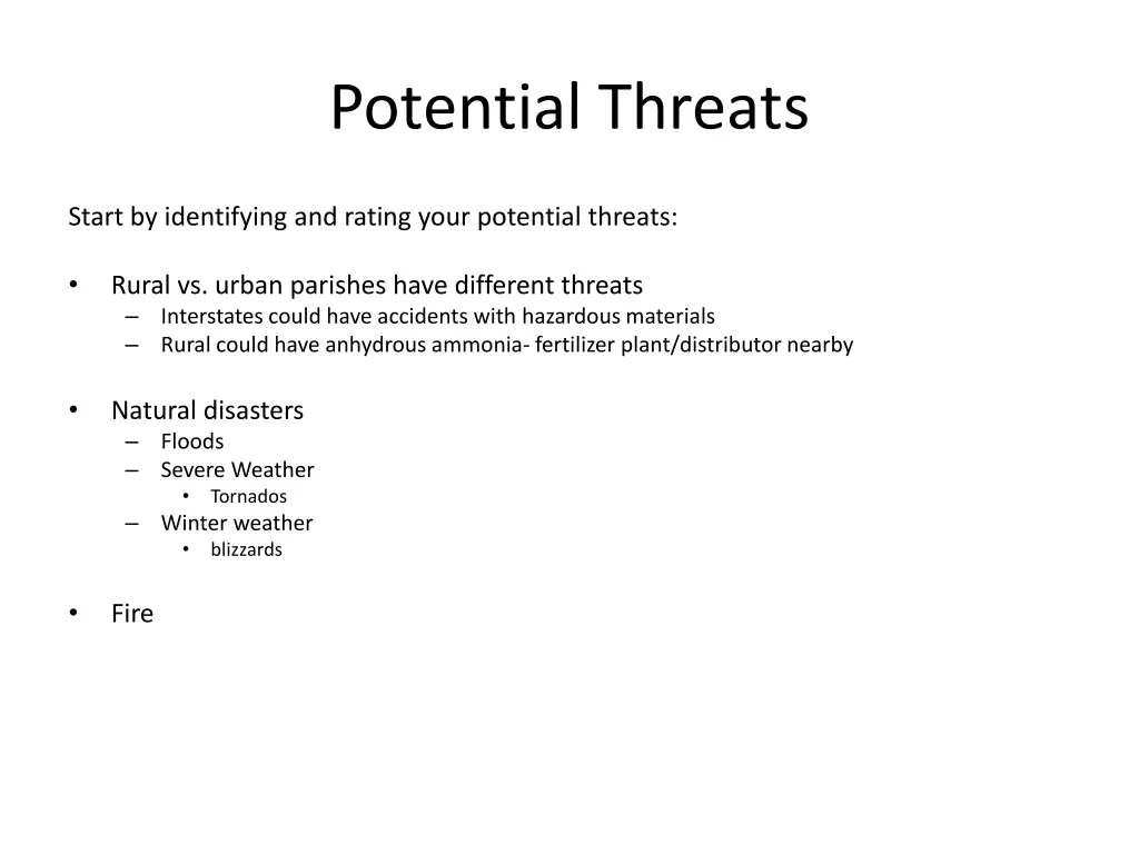 potential threats