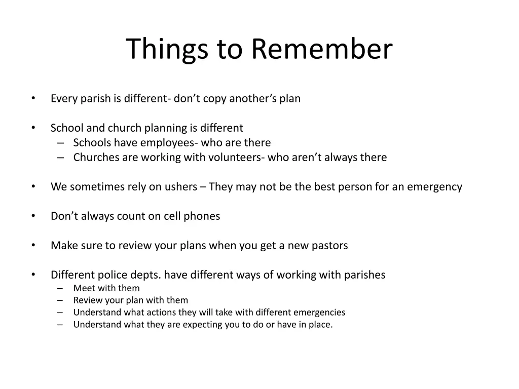 things to remember