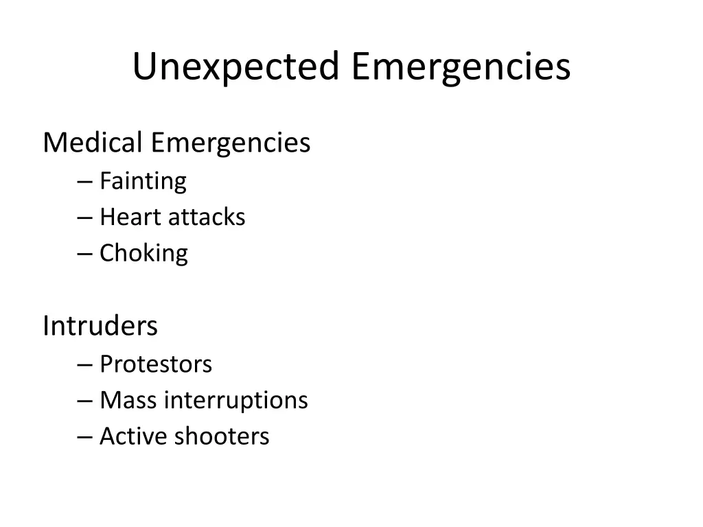 unexpected emergencies