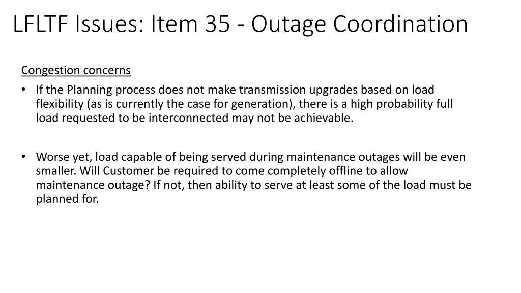 lfltf issues item 35 outage coordination 2