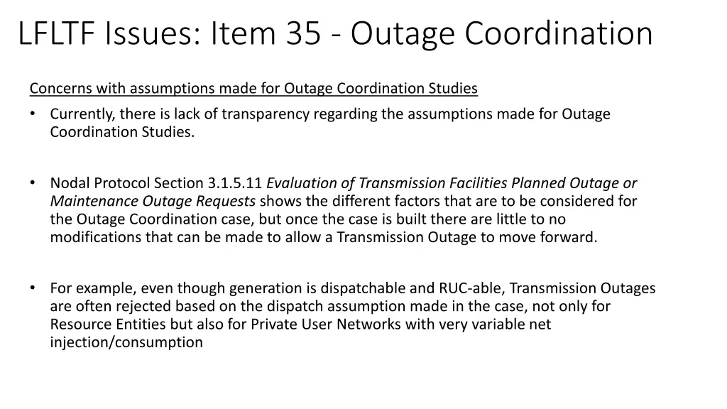 lfltf issues item 35 outage coordination 3