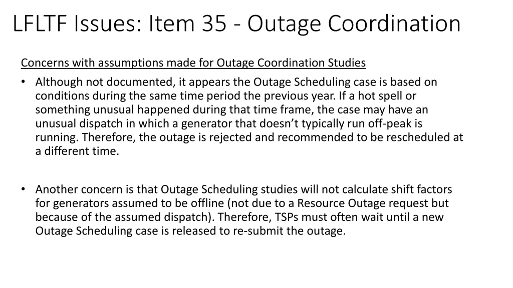 lfltf issues item 35 outage coordination 4