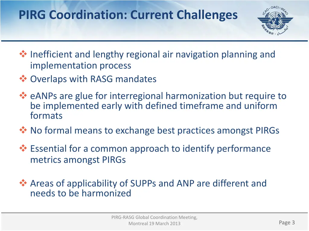 pirg coordination current challenges