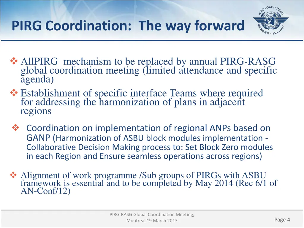 pirg coordination the way forward