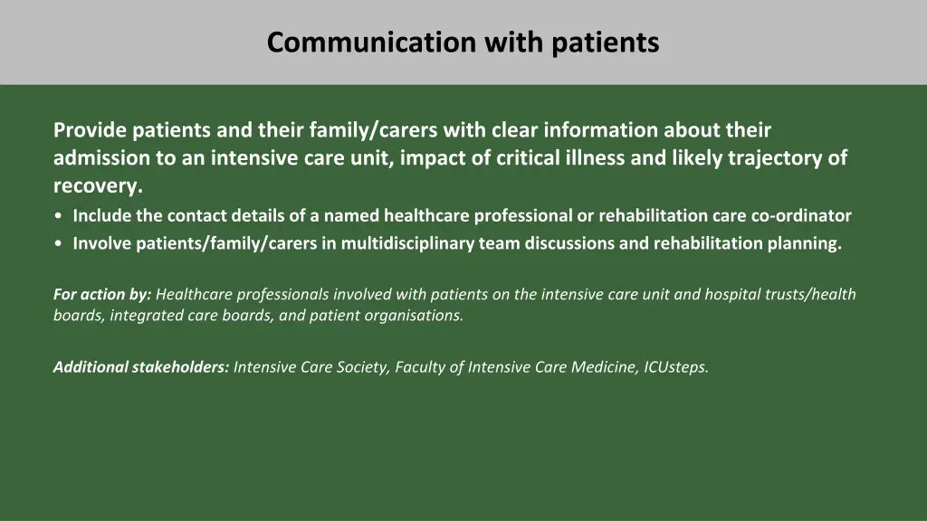 communication with patients