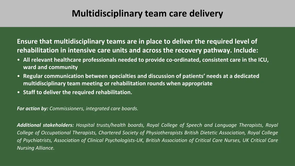 multidisciplinary team care delivery