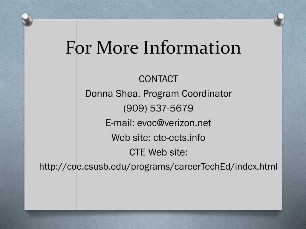 for more information