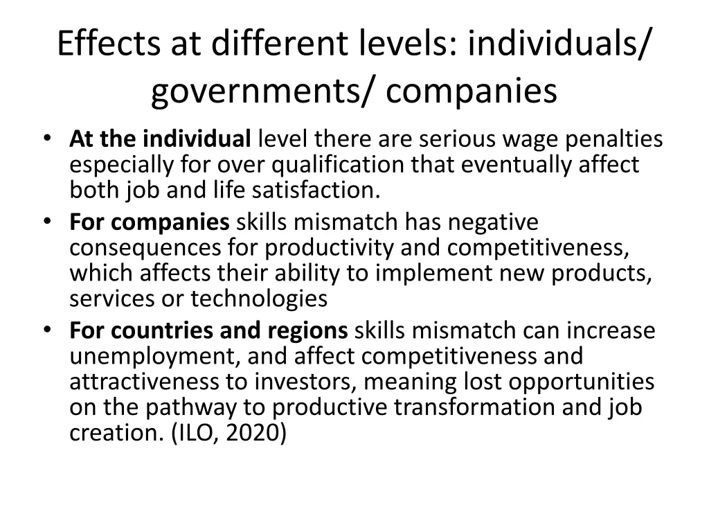 effects at different levels individuals