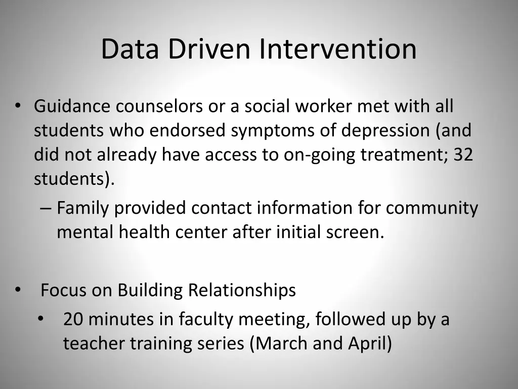 data driven intervention