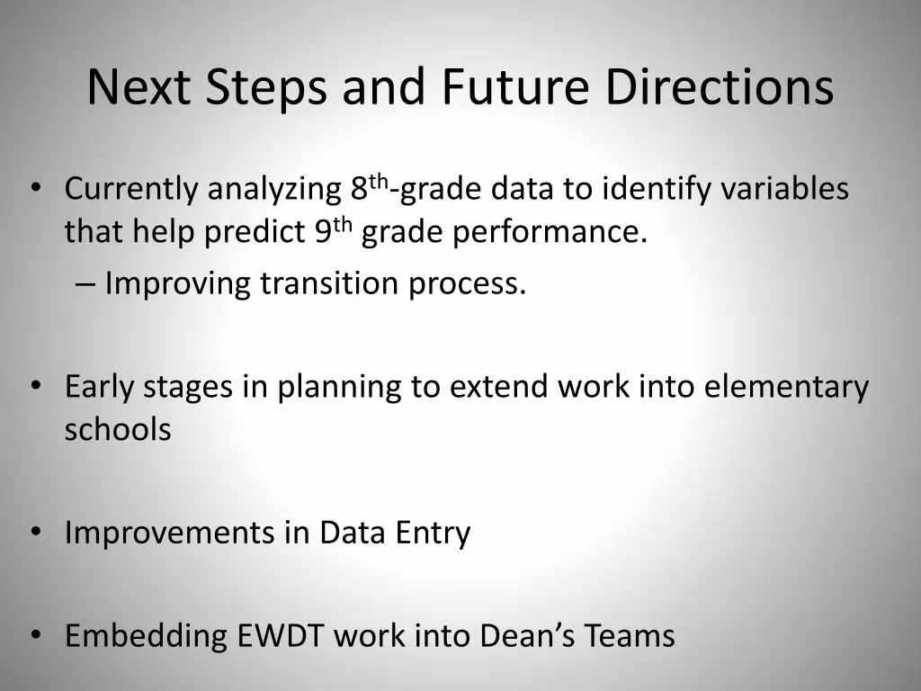 next steps and future directions