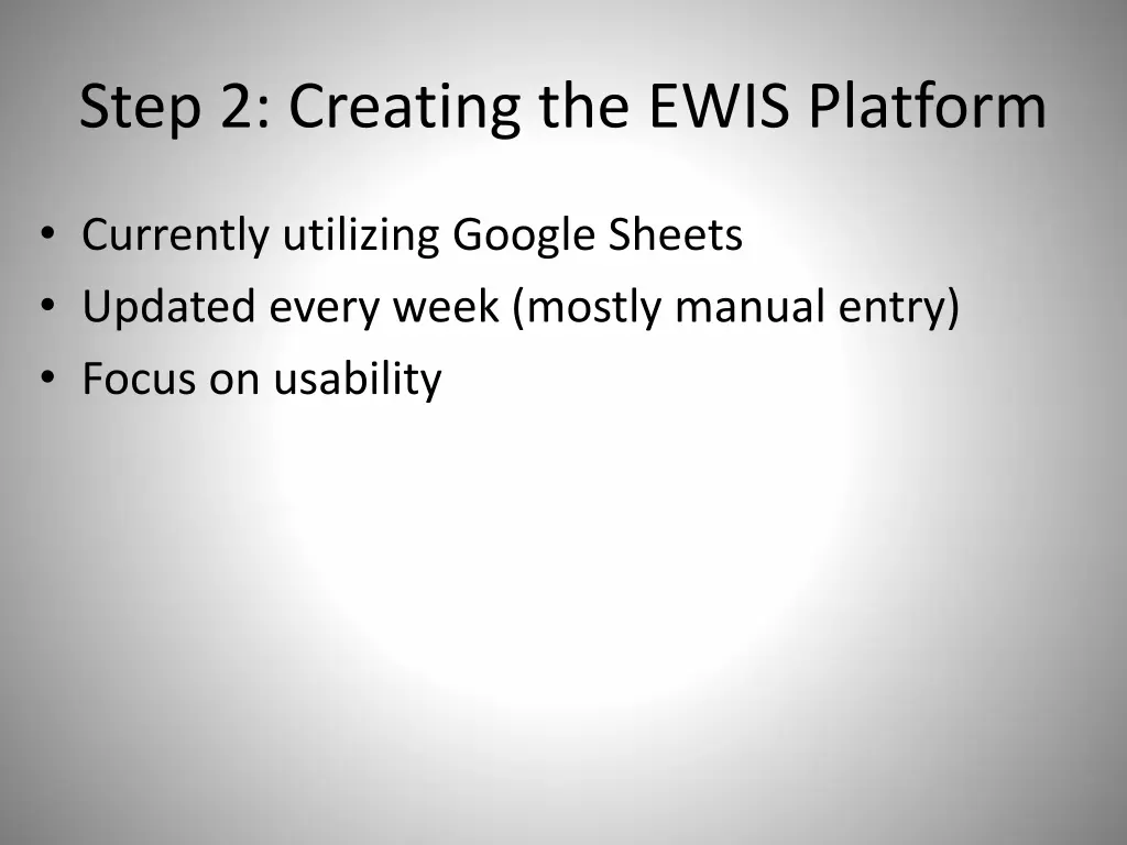 step 2 creating the ewis platform