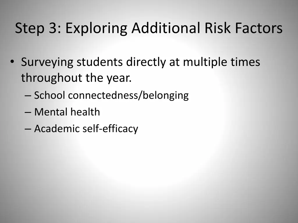 step 3 exploring additional risk factors