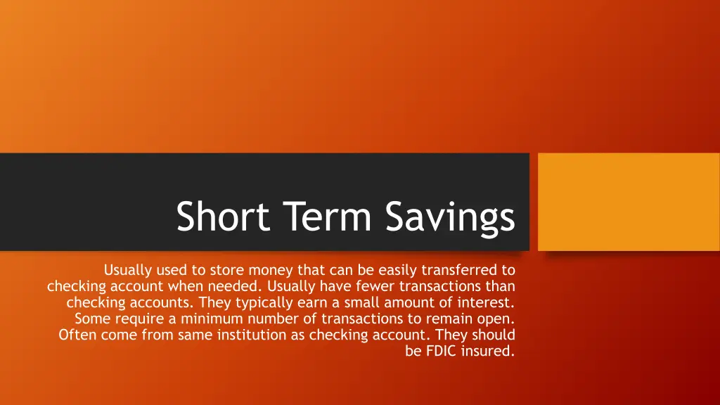 short term savings