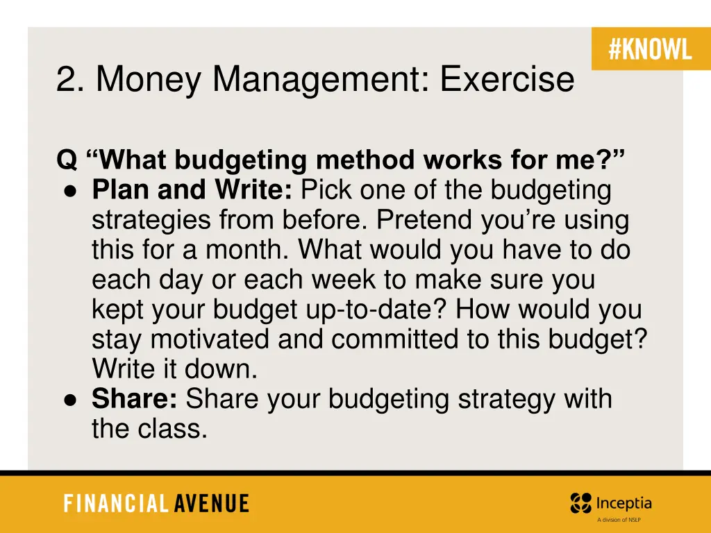 2 money management exercise