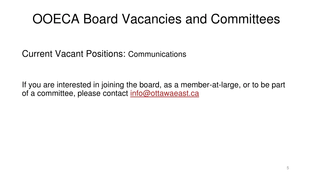 ooeca board vacancies and committees