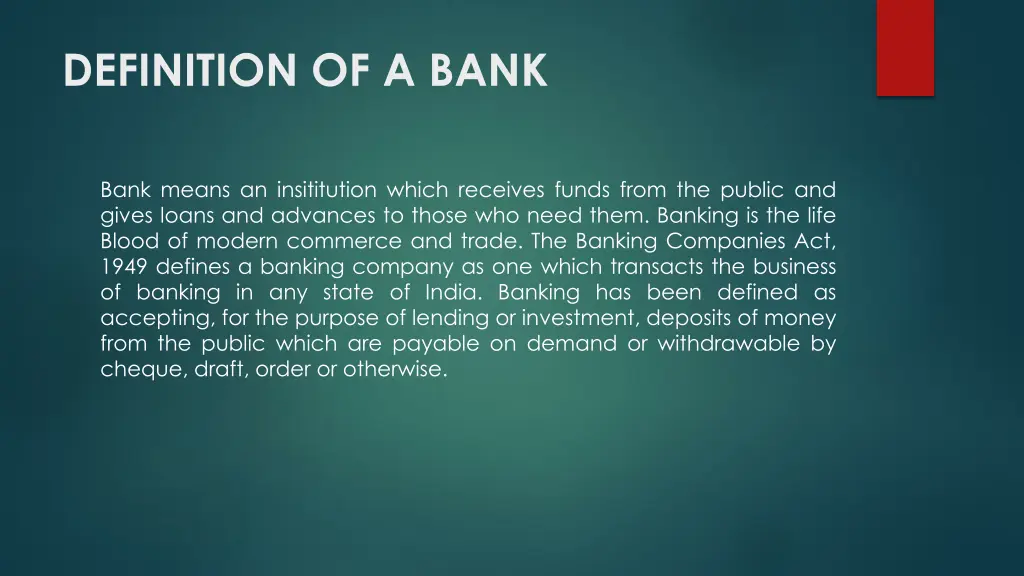 definition of a bank