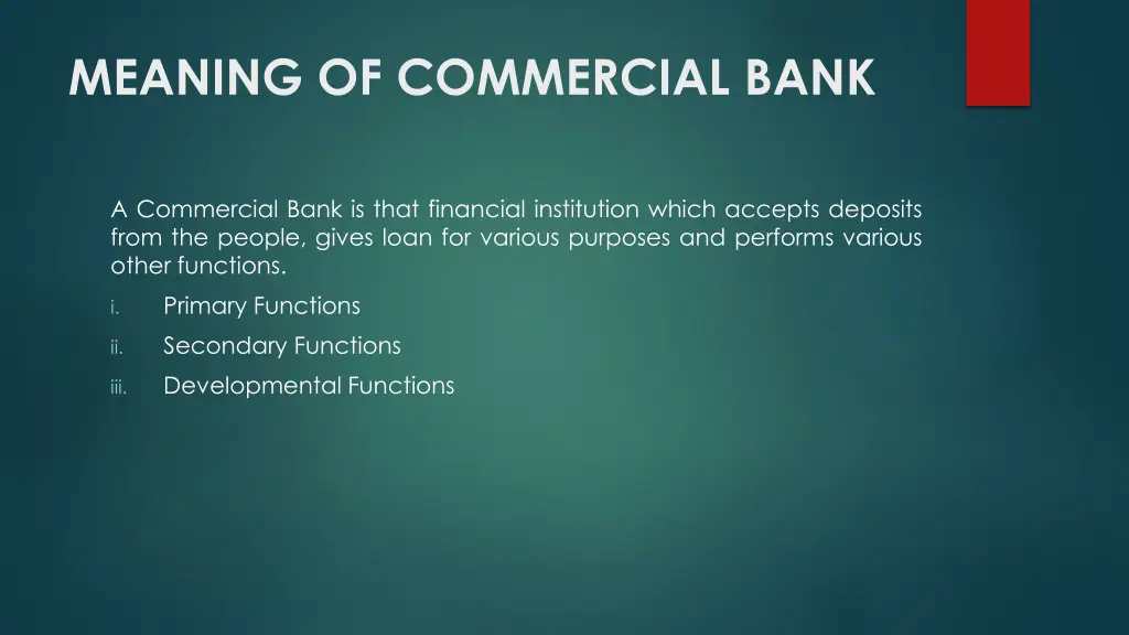 meaning of commercial bank 1