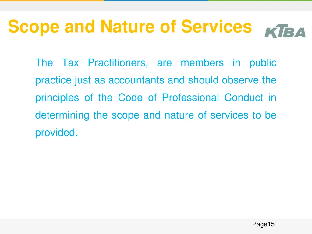 scope and nature of services