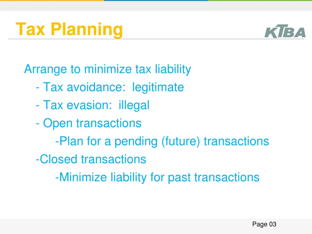 tax planning