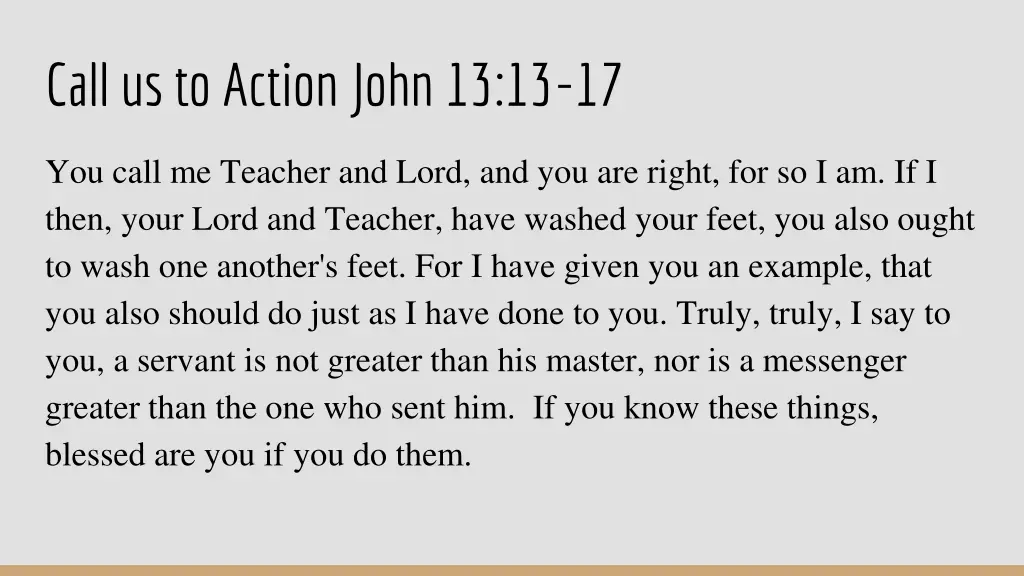 call us to action john 13 13 17