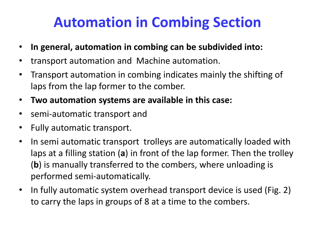 automation in combing section