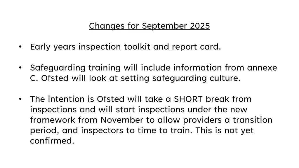 changes for september 2025