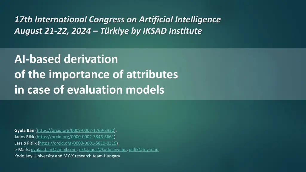 17th international congress on artificial