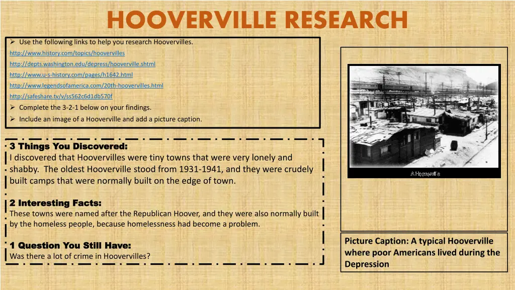 hooverville research use the following links