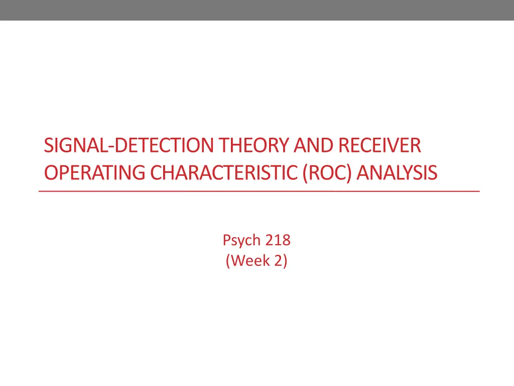 signal detection theory and receiver operating
