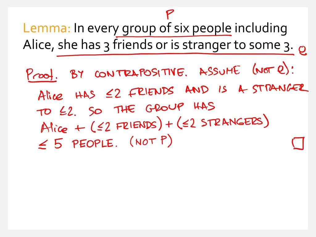 lemma in every group of six people including