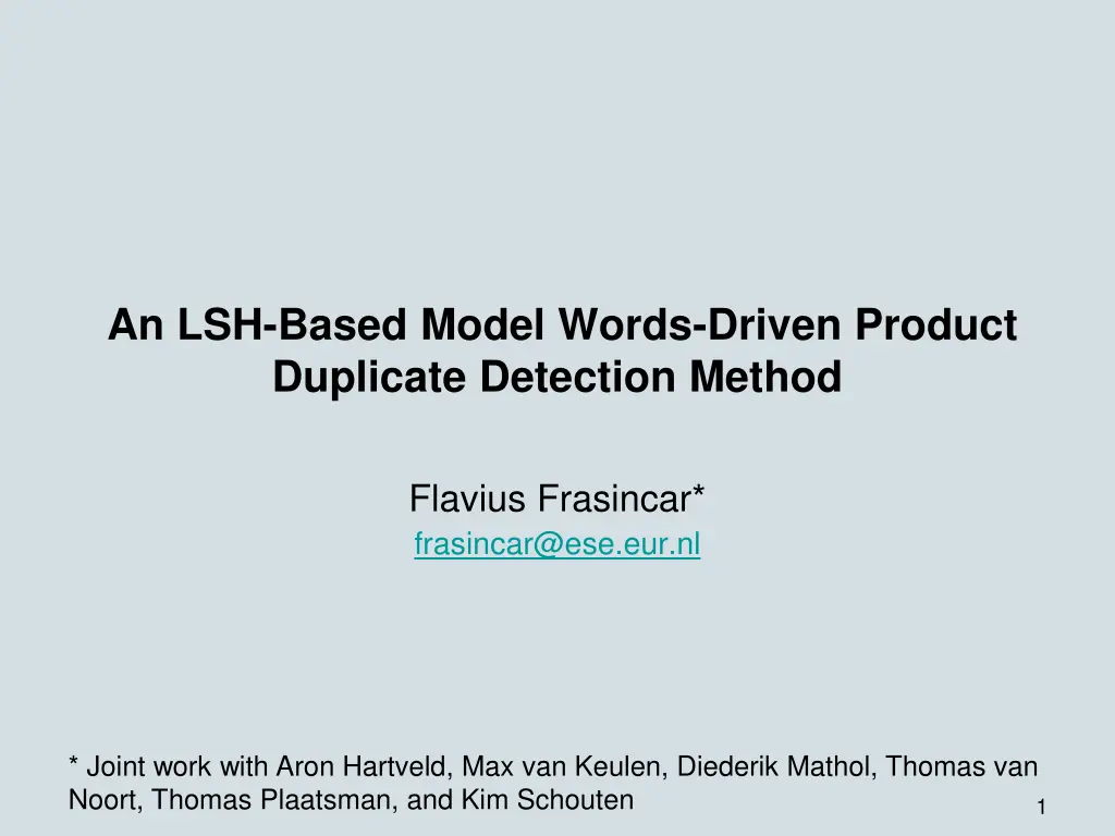 an lsh based model words driven product duplicate