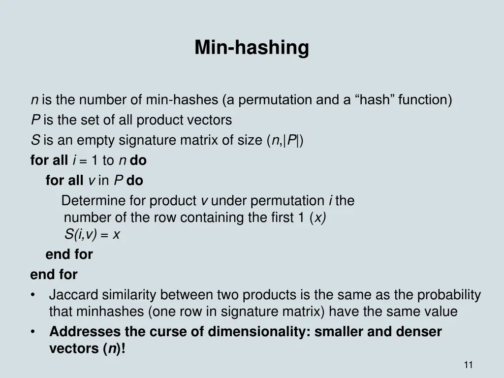 min hashing