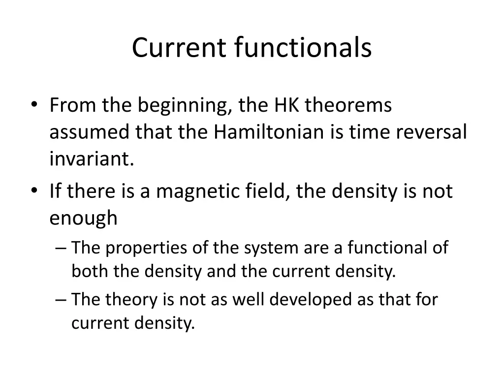 current functionals