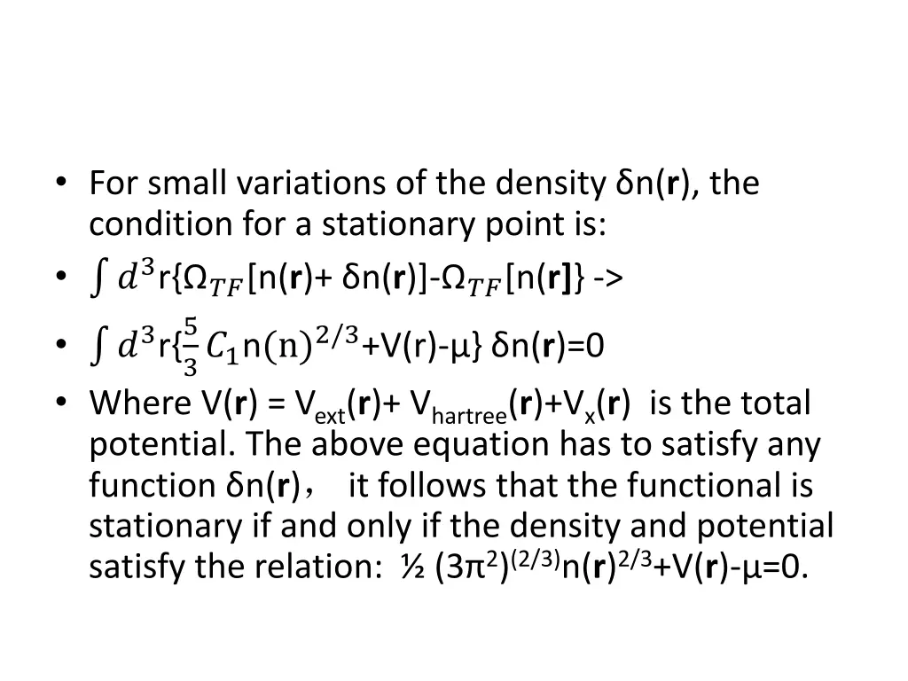 for small variations of the density