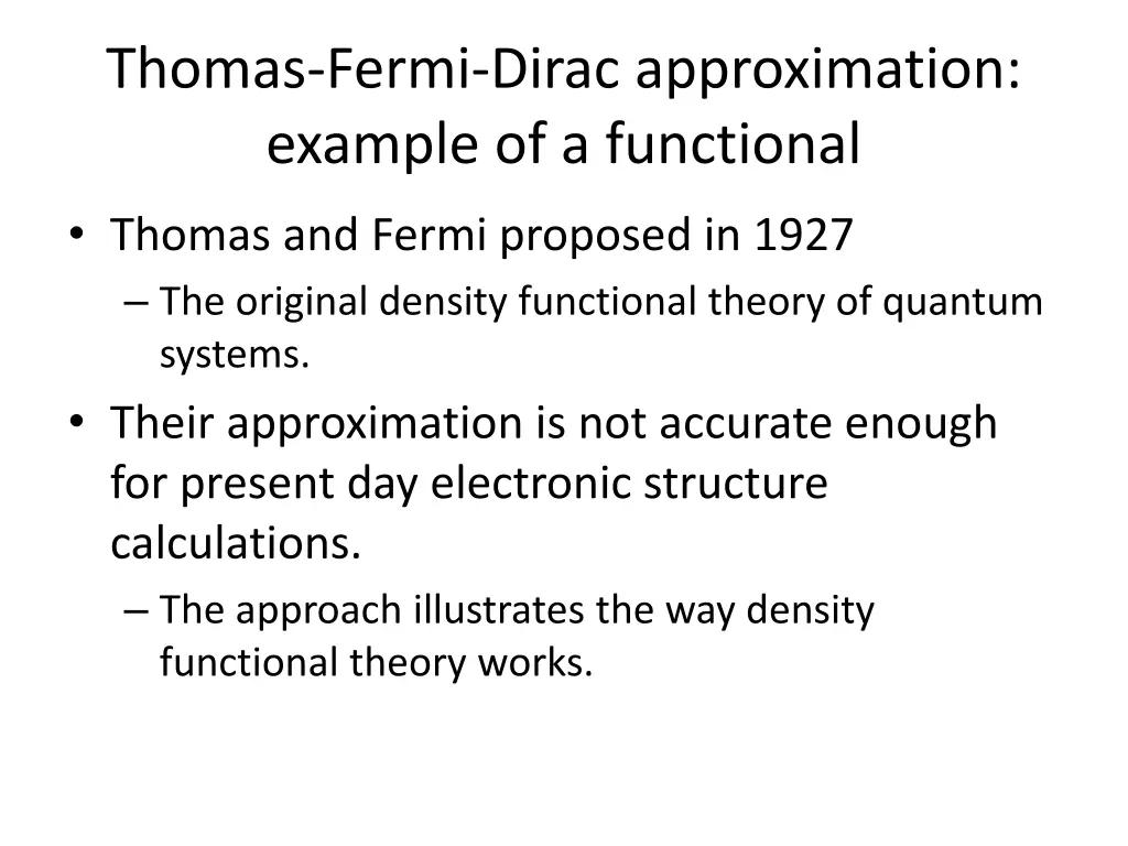 thomas fermi dirac approximation example