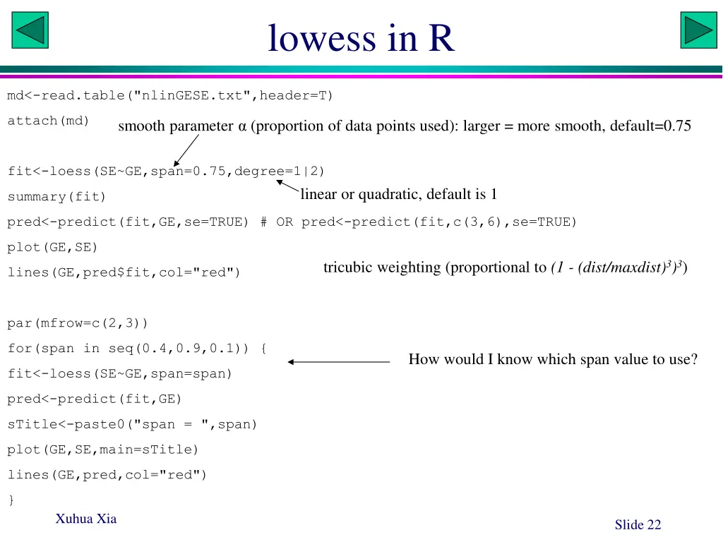 lowess in r